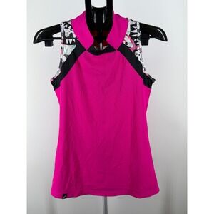 Swingdish Womens Sleeveless Golf Polo‎ Top Pink Abstract Print Size Small